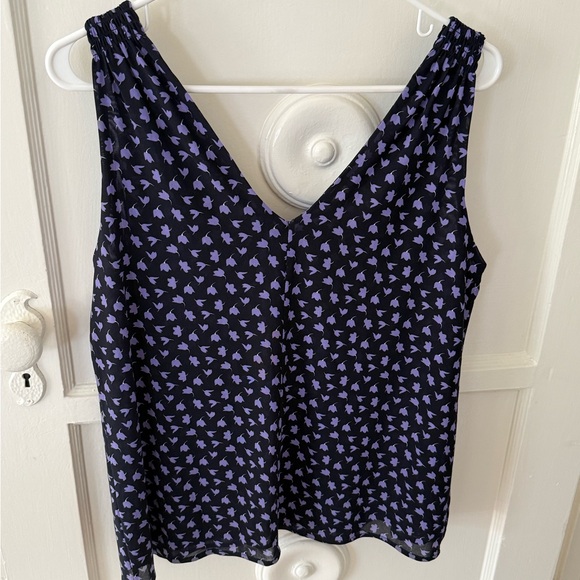 CAbi Tops - Womens Black & Lavender Mesh V-Neck Top